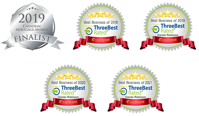 Canadian Mortgage Awards Finalist 2019, Best Business of 2018, 2019, 2020, and 2020 from Three Best Rated