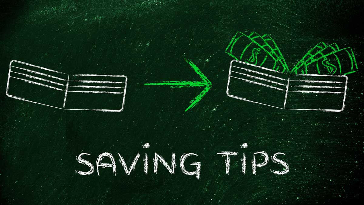 Chalkboard with down payment saving tips